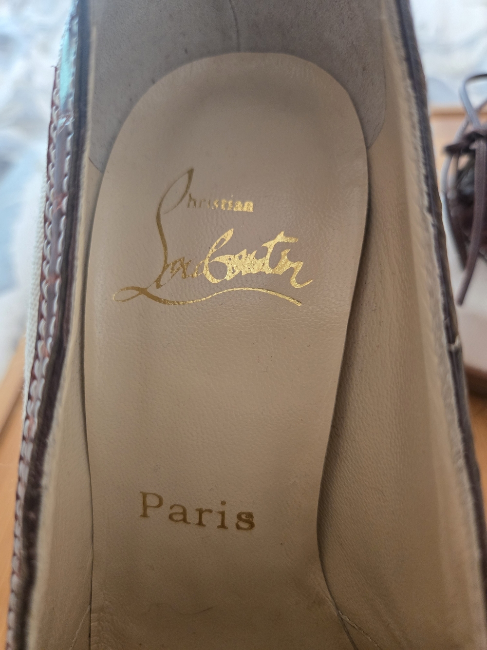 ⭐Auth Christian Louboutin Brown & Cream Leather Lace-Up Pumps 36.5 - Picture 6 of 16